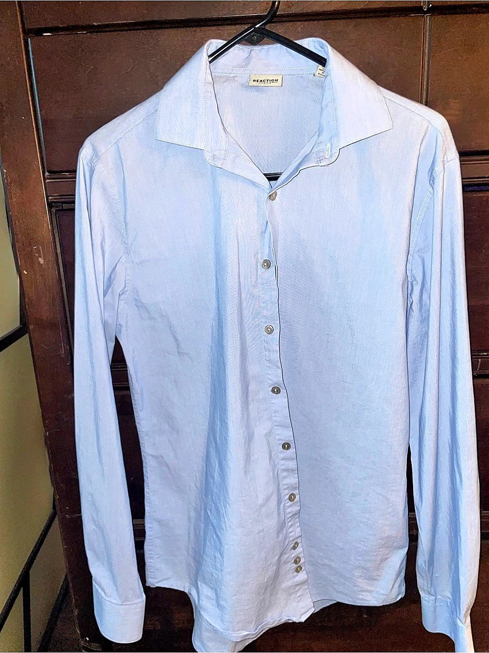 Kenneth Cole Reaction Slim Fit Striped Button Down in Blue Size 15
